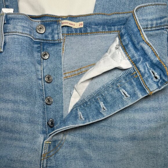 Levi's Ribcage Straight Ankle Hidden Button Fly Jeans 29 - Picture 13 of 16